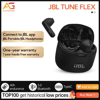 Беспроводные Bluetooth-наушники JBL TUNE FLEX, музыкальные наушники-вкладыши T225 t220, наушники с активным шумоподавлением, водонепроницаемые IPX4