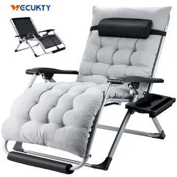 Большое кресло с нулевой гравитацией, VECUKTY Oversize XL Эргономичное кресло для патио, складное кресло с откидной спинкой для помещений и улицы, серое