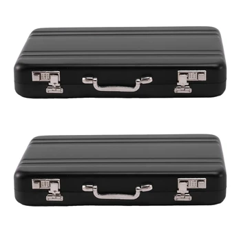 2X Алюминиевая Коробка для паролей, футляр для карт, Мини-чемодан, Портфель с паролем, черный