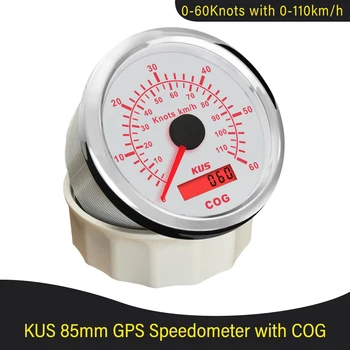 KUS 85 мм Морской GPS Спидометр 0-15 узлов 0-30 узлов 0-60 узлов для Лодок Яхт 12 В 24 В с Красно-желтой Подсветкой Опционально