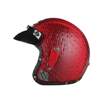 Новый летний JYT Винтажный мотоциклетный шлем из искусственной кожи 3/4 Лица в стиле Ретро Для мужчин И Женщин, Ретро-мотоцикл, Скутер, Реактивный шлем