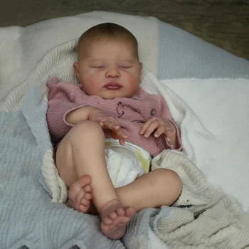 49-сантиметровые куклы Reborn Baby Laura Новорожденный Спящий ребенок с окрашенными волосами, 3D-роспись кожи со множеством деталей, вены, куклы Bebe Reborn