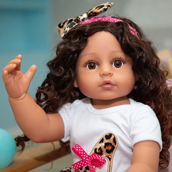Куклы Reborn Baby С Полным силиконовым корпусом 55 см, реалистичные Африканские кудри, имитация Девочки, игрушки для кукол, детские подарки на День рождения, Прямая доставка