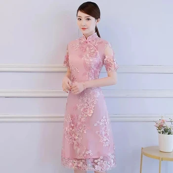 Традиционный китайский Ципао, Женская вышивка, Элегантное Повседневное Платье, Женская Вышитая Одежда для вечеринок Cheongsam