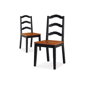 Обеденные стулья с лестничной спинкой Autumn Lane, комплект из 2 стульев, черный и дубовый стул
