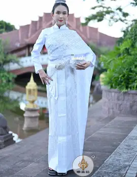 Тайская одежда Традиционное платье Таиланда Женские фестивальные платья Весна Винтаж Whtie Stage