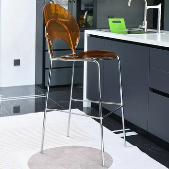 Роскошный дизайнерский барный стул OK Light, прозрачный акриловый табурет, табурет перед столом Taichung Island, барный стул на серебряных ножках