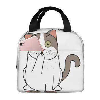 Цветочный Милый кот допустил ошибку, термоизолированные сумки для ланча, многоразовые сумки для хранения продуктов, ланч-бокс Большой емкости, дорожный учитель