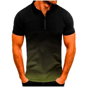 Модная мужская рубашка поло, деловая 3D одежда, топы градиентного цвета, уличная рубашка поло, летняя футболка оверсайз с коротким рукавом
