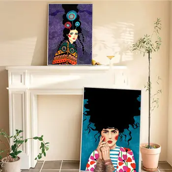 Абстрактные Цветы, Винтажные Плакаты с волосами девушки, Липкие Настенные художественные ретро-Плакаты HD Качества Для домашнего декора комнаты в стиле Каваи