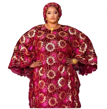 Новая модная африканская одежда для женщин, Бархатная ткань Дашики, Кружевная вышивка с блестками, Свободные Длинные платья Высокого качества, Свободный размер