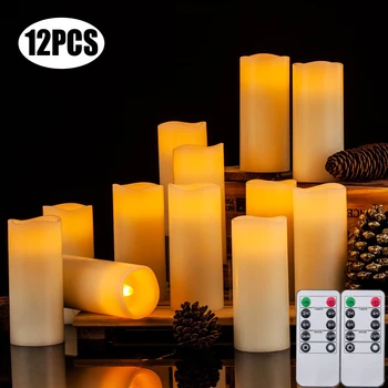 12 Шт. Светодиодные свечи для свадебных столов, Свадебные светодиодные свечи с батарейками, светодиодные свечи с мерцающим пламенем, декоративные свечи для дома