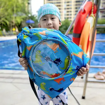 Детская разделительная сумка для плавания с водонепроницаемым шнурком, двойная пляжная сумка через плечо, портативное хранение на открытом воздухе