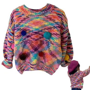 Радужный свитер для детей, красочный и удобный свитер для мальчиков и девочек, изысканный и теплый трикотаж на Новый год и зиму