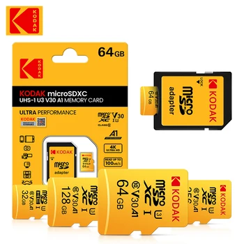 KODAK Оригинальная карта Micro-SD 256 ГБ 128 ГБ 64 ГБ 32 ГБ Флэш-карта TF Карта памяти a1 V30 U3 100 МБ/С. cartao de memoria Бесплатный SD-адаптер