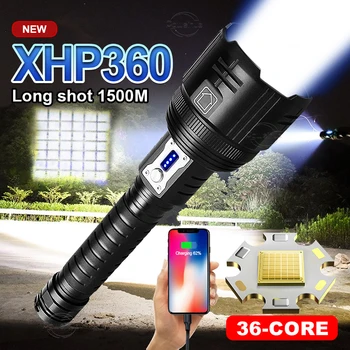 2022 Новые светодиодные фонари высокой мощности XHP360 USB Тактический Перезаряжаемый Охотничий Водонепроницаемый 5 режимов 18650 Фонарик