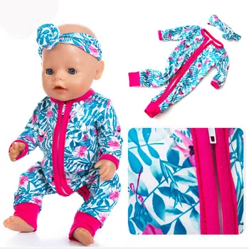 Комбинезон, комбинезоны + заколка для волос, подходит для новорожденной куклы 43 см, одежда для кукол, аксессуары для кукол