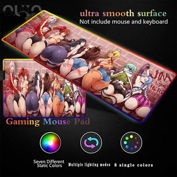 Сексуальная задница аниме-девушки, Большой размер, красочный светящийся RGB Игровой коврик для мыши XXL, компьютерная клавиатура, Коврик для мыши, противоскользящий для ПК