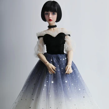 D04-B089 детская игрушка ручной работы 1/3 1/4 Biggirl Кукла BJD/SD Аксессуары для кукол сине-белого цвета Свадебное платье 1шт