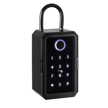 Шкаф для ключей с кодом, сейф для ключей для наружного/внутреннего использования, безопасный отпечаток пальца для дома/гаража/офиса (Bluetooth)
