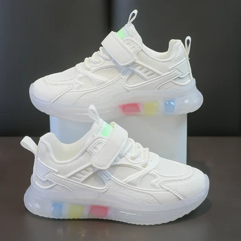 Новая Детская обувь, Кроссовки для девочек, Повседневные разноцветные Белые детские кроссовки, модные спортивные теннисные туфли для девочек от 4 до 12 лет