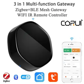 Беспроводной интеллектуальный шлюз-концентратор CORUI Tuya, многорежимный мост для умного дома, WiFi ZigBee с ИК-пультом дистанционного управления для умной жизни