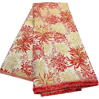 Парчовая ткань для женского платья, Африканское тюлевое кружево, Французская Жаккардовая ткань из органзы, высокое качество, 5 ярдов