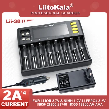 LiitoKala Lii-S8 Lii-500 ЖК-Зарядное устройство Li-ion 3,7 В 1,2 В Li-FePO4 3,2 В IMR 3,8 В для 18650 26650 21700 26700 18350 AA AAA 9 В
