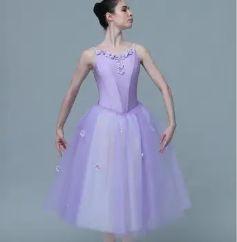 Профессиональное блинное платье-пачка для взрослых, женское светло-фиолетовое платье для танцев