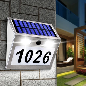 Светодиодная Солнечная табличка с номером дома с буквенным и числовым датчиком движения, адресный номер для домашнего садового дверного светильника, освещение 200ЛМ