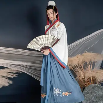 Человек Ханфу В Китайском стиле Весна Лето Человек Фея Древняя Косплейная Одежда Восточный стиль Вышивка Китайская Традиционная одежда