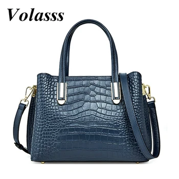 Volasss Женская сумка через плечо из натуральной кожи Крокодила, сумки для женщин, Роскошная дизайнерская сумка, Новая женская сумка высокого качества