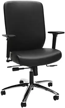 Компьютерный стул Task Mesh с высокой спинкой и кожаным сиденьем для офисного стола, черный (HVL721)