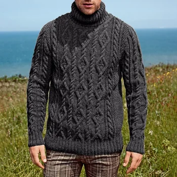 Модный мужской свитер с высоким воротом, вязаный свитер 2023 года, мужской Новый вязаный свитер