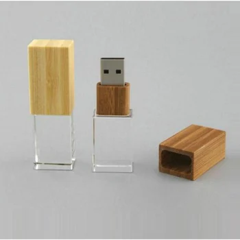 Креативный деревянный хрустальный USB флэш-накопитель с персональным фото-логотипом 4 ГБ 8 ГБ 16 ГБ 32 ГБ USB 2.0 флешка с пользовательским логотипом для свадебных подарков