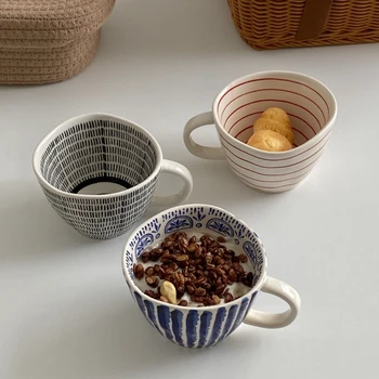 высококачественные чашки для завтрака, нерегулярные ручные керамические чашки, креативная кружка ins, чашки для овсянки, чашки для молока.
