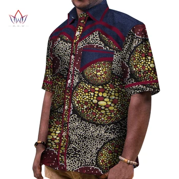 Весенняя мужская Африканская одежда, мужская рубашка с коротким рукавом, мужские рубашки Дашики, Повседневные рубашки Slim Fit, Брендовая одежда 6XL WYN436