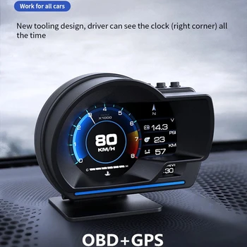 Универсальный Автомобильный Спидометр HUD OBD + GPS с Двойной Системой Smart Head Up Display с Навигационной Сигнализацией, Системой Предупреждения о превышении скорости окружающей среды