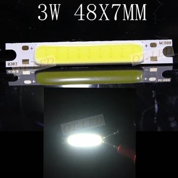 10 шт./лот 3 Вт COB светодиодный чип-излучатель Полосы света Лампа Чистый белый/теплый белый для DIY 48X7 мм