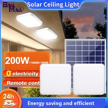 BAKAMAKA solar energy systems, лампа для помещений, Садовая Солнечная панель, Светильник, Квадратный Потолочный светодиодный светильник для зарядки от солнечной энергии