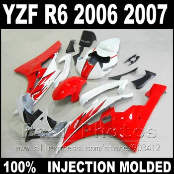 Горячая распродажа обвес для YAMAHA R6 обтекатель 06 07 Литье под давлением красный белый черный 2006 2007 YZF R6 обтекатели
