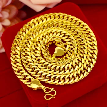 HOYON 24K Золотое покрытие Ожерелье Для мужчин Расширенная цепочка для часов Из чистого золота Цветная цепочка на шею Ошейники Мужские Свадебные Изысканные ювелирные изделия Подарок