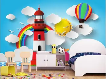 3d обои на заказ фреска Мультфильм Маяк воздушный шар радуга фон детской комнаты декор стен фотообои для стен 3d