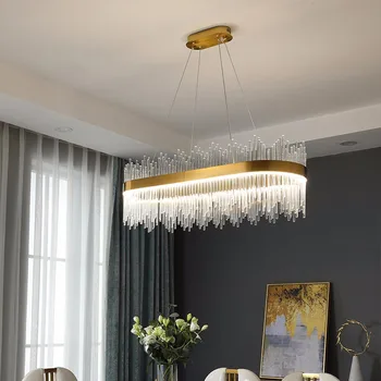 Золотая светодиодная хрустальная люстра с регулируемой Яркостью, потолочный подвесной светильник для спальни, гостиной, Роскошные гостиничные подвесные светильники, освещение квартиры