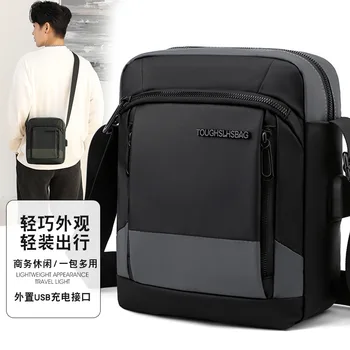 Новая мужская сумка на одно плечо, Модные Деловые мужские сумки, Наклонная сумка через плечо, портфель с функцией зарядки
