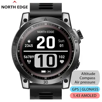 NORTH EDGE Смарт-Часы Мужские GPS-Часы Спортивные HD AMOLED Дисплей 50 М АТМ Альтиметр Барометр Компас Smartwatch для Мужчин Женщин