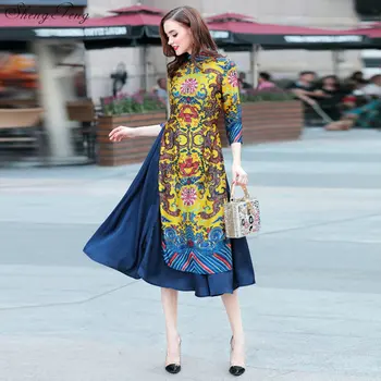 Вьетнам ао дай китайское традиционное платье китайское платье ципао длинное китайское платье чонсам халат Кружевное платье Ципао Q307