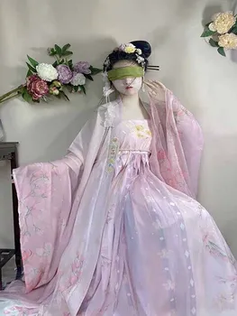 Hanfu Розовое платье, Женский древнекитайский традиционный костюм для Косплея на Хэллоуин, Летнее платье, одежда для фотосъемки в путешествиях, Hanfu