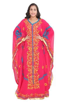 Женское Изысканное платье с длинным рукавом, кафтан Farasha, Розовое Королевское вечернее платье Abaya Длиной до пола, Дубай, Марокко