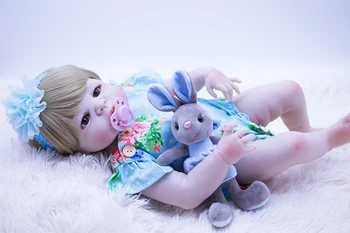 Силиконовая Кукла-Реборн для всего тела, Реалистичная Новорожденная девочка, Милая Кукла-принцесса С круглым лицом, игрушка в подарок малышу Бебе